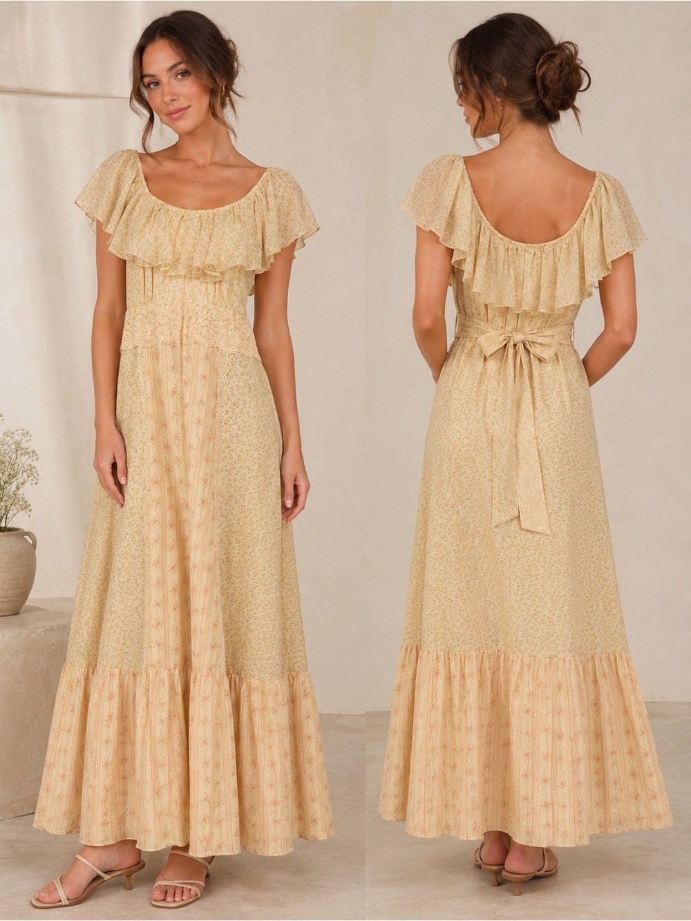 Vintage Prairie Peasant Boho Lace Dress - Zum Zum Small